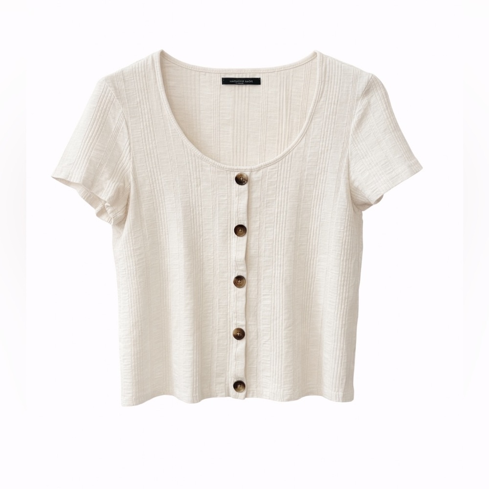 American Eagle Outfitters Cream Button-Down Shirt